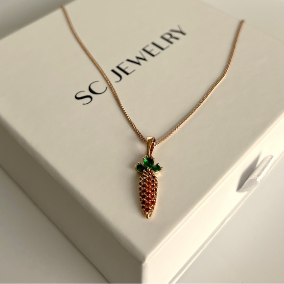 LAST ONE Carrot Necklace Rose Gold Plated Luxury Jewelry - Picture 1 of 6